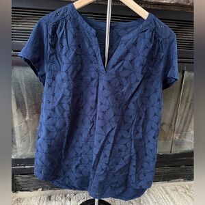 St John’s Bay Navy Blue Embroidered Women's Top